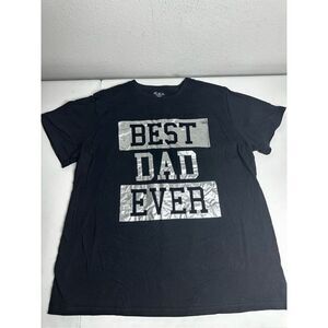 Place Best Dad Ever Men’s Black Silver T-shirt Size XL Cotton